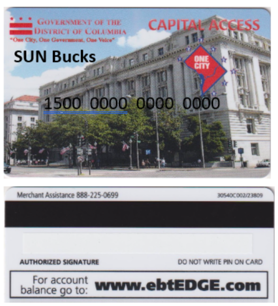 SUN Bucks Card, Front and Back